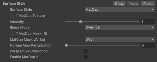 FireRatShader material inspector: Surface Style set to MatCap