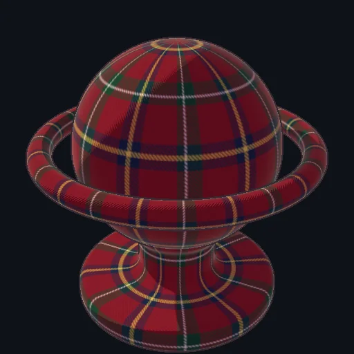 Toon Ramp + Plaid: Custom 1D ramp texture shading paired with fabric normal mapping and plaid texturing.