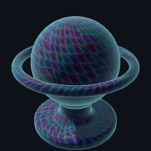 Crystal: Refractive internal noise scattering with chromatic dispersion and rim highlight.