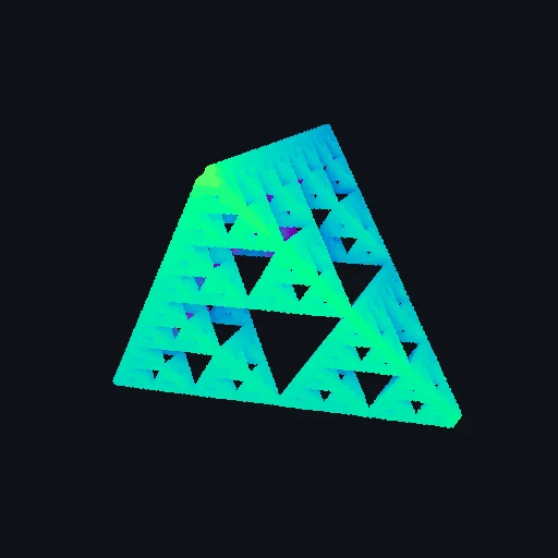 IFS Tetrahedron: 3D raymarched fractal calculated inside the sphere volume with 360° rotation.